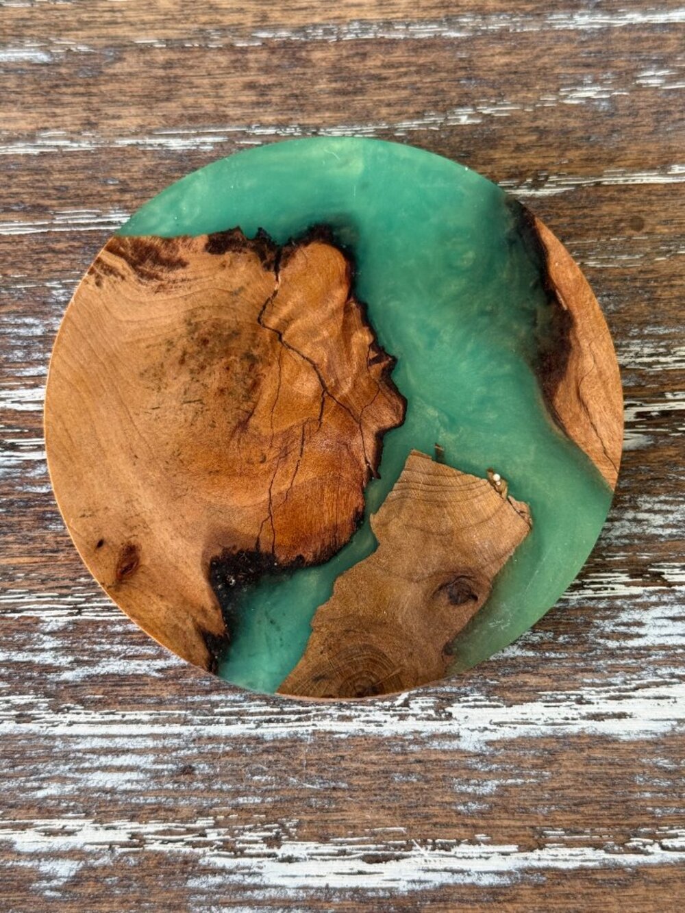 Seafoam Green Resin River Wood Drink Coasters Set of 4 House Housewarming Gift - Picture 2 of 6